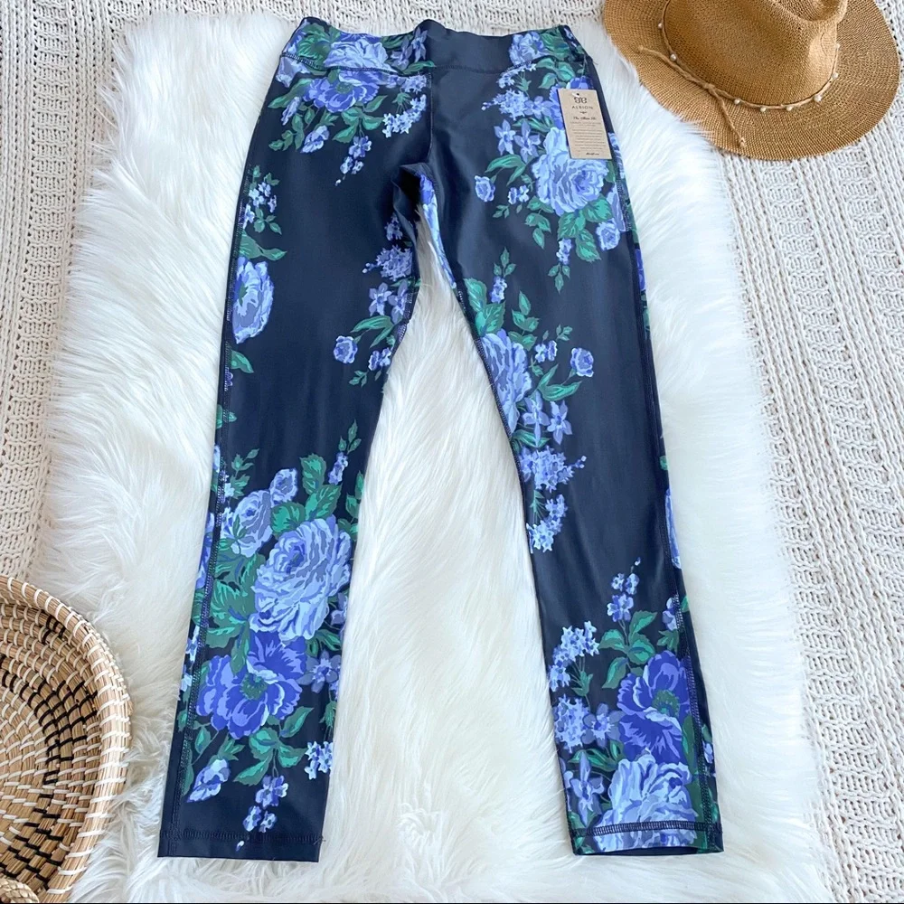 Albion Fit Antiqua Flora Leggings Blue Navy Green Full Length